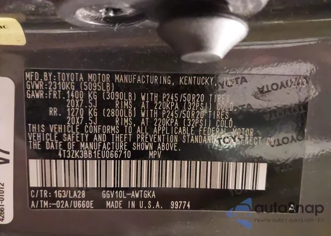 2014 Toyota Venza Limited V6 from USA, damaged, VIN 4T3ZK3BB1EU066710